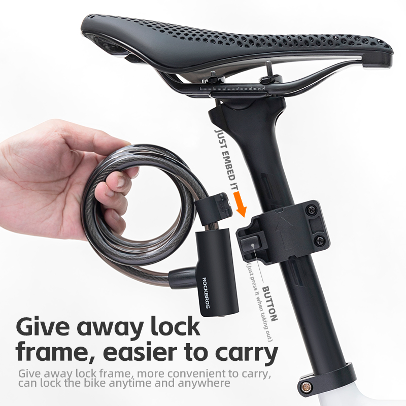 Candado de bicicleta ROCKBROS, candado de Cable antirrobo portátil para bicicleta con llaves, candado redondo de aleación de Zinc para motocicleta, Scooter, MTB y carretera