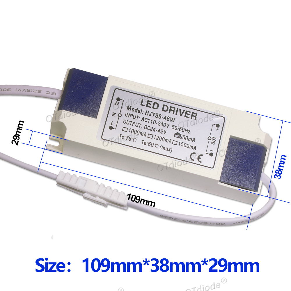 110v 220v 36w 40w 45w 48w led-driver  dc24-42v 900ma 1000ma 1200ma 1500ma flimmerfri strømforsyning ekstern lystransformer