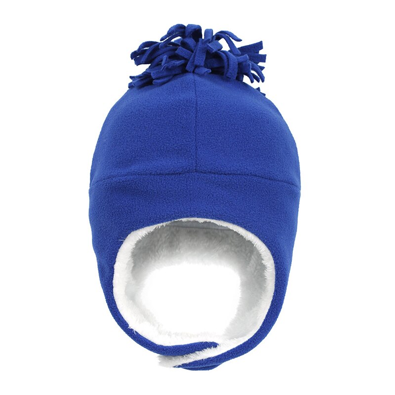 Baby Winter Warm Hat Boy Girl Fleece Knitting Crochet Earflap Beanie Hats Toddler Kids Wool Cap Autumn Hats: blue / 54(3-10 Years Old)