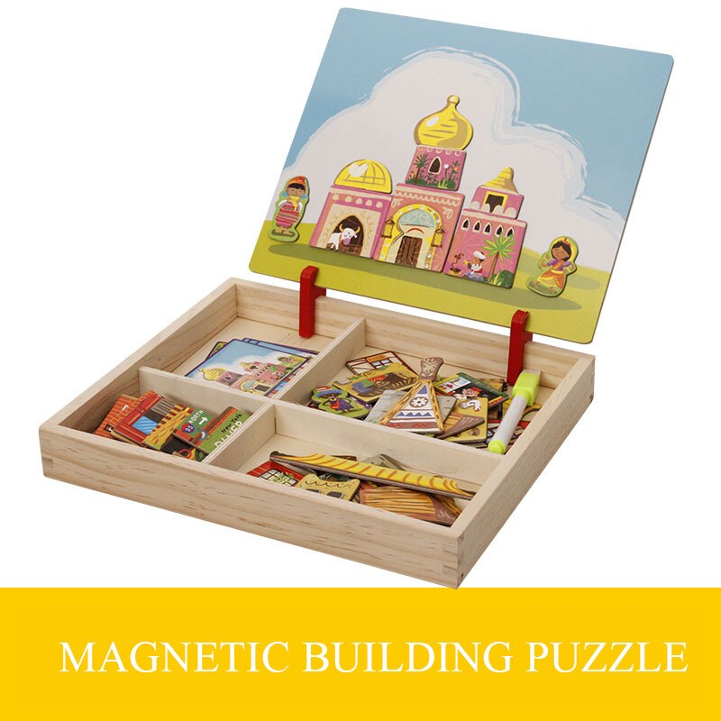 MWZ Multifunktionale Zeichnung Bord Holz Spielzeug Pädagogisches Magnetische Puzzle Kinder Kinder Puzzle Spielzeug: Building