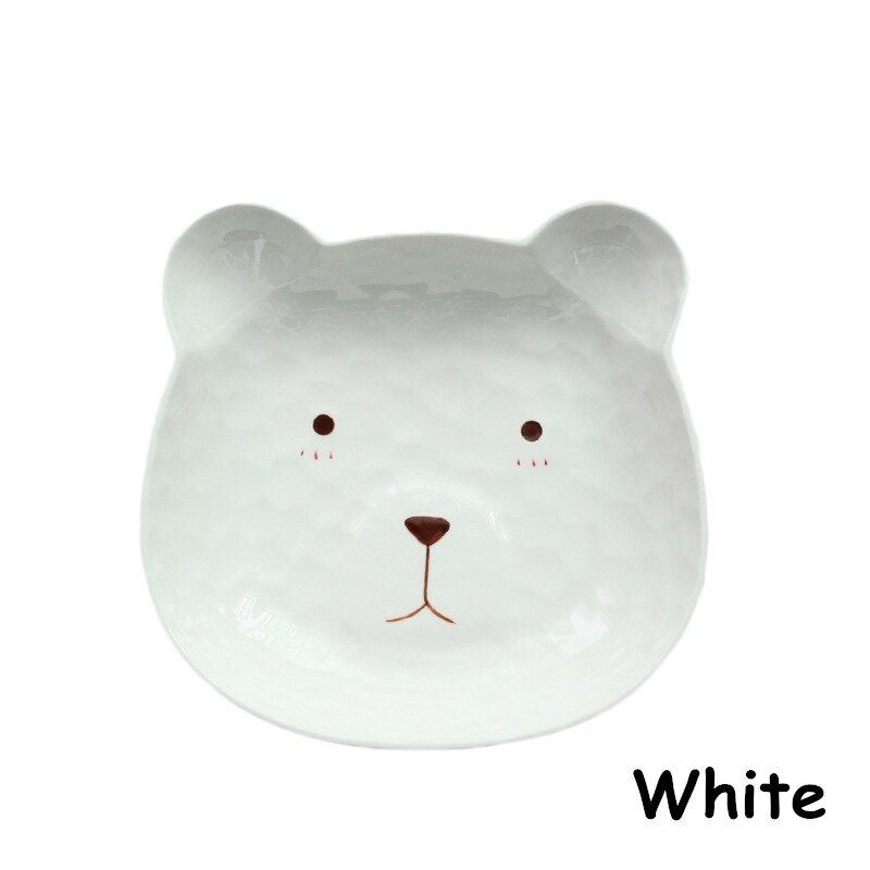 Ceative céramique animaux plat dessin animé porcelaine Sushi assiette mignon ours forme plat assiette salade dîner plateau Sauce plat 1 pièces: White