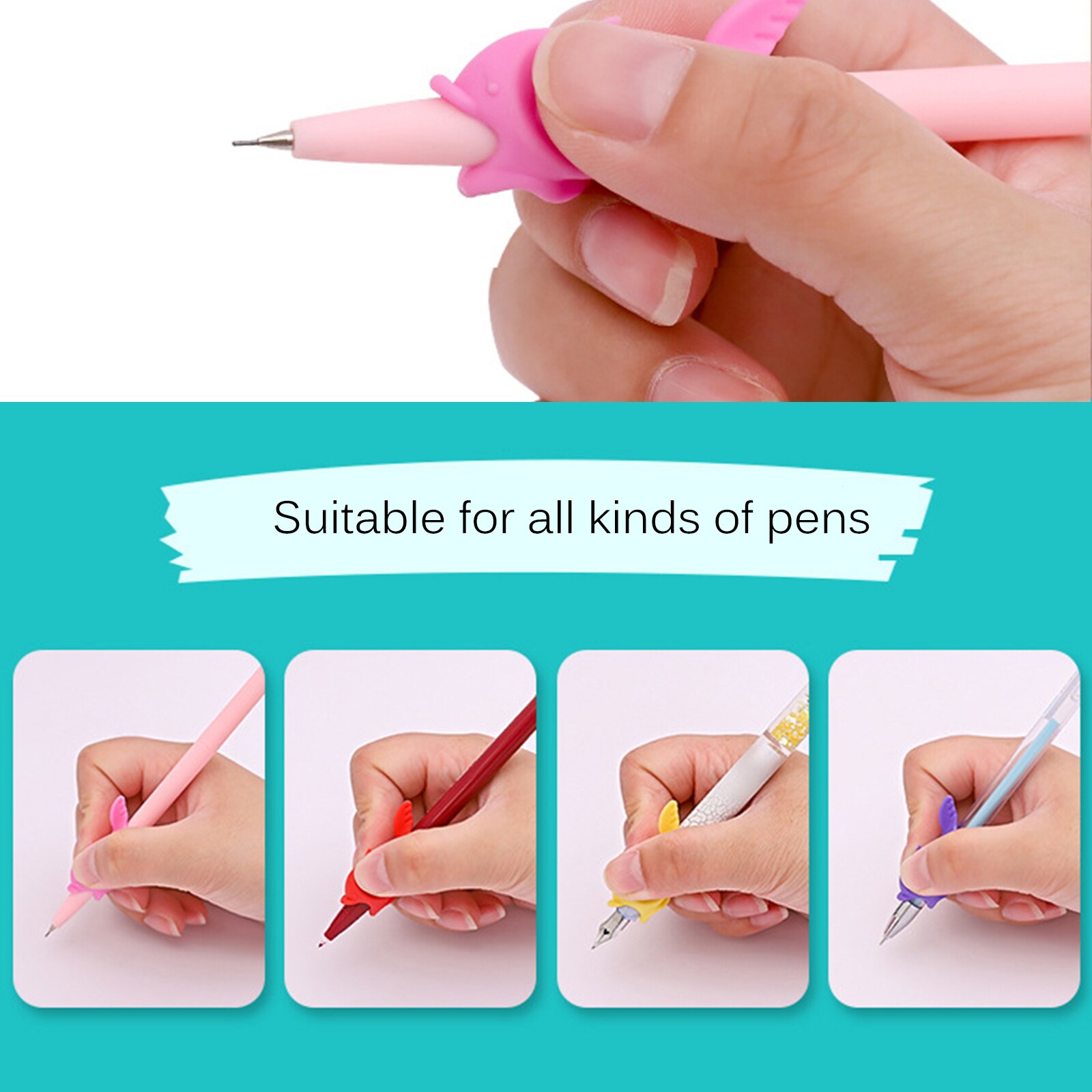Leuke Vorm Pen Houder Correctie Schrijven Comfortabel Hold Pen Grip Houding Gereedschappen Siliconen Schrijven Houding Corrector Briefpapier