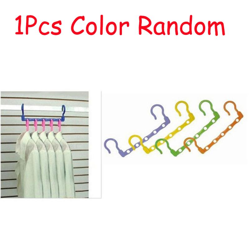 Multi-port Support Hangers Multifunctional Space-saving Hanger For Clothes Drying Rack Plastic Clothing Storage Hanging Holder: B-Color Random