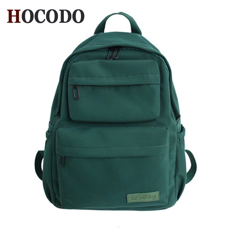 HOCODO, mochila de Color sólido, mochila para mujer, mochila para mujer de nailon resistente al agua, mochila grande para mujer, mochila escolar para adolescentes
