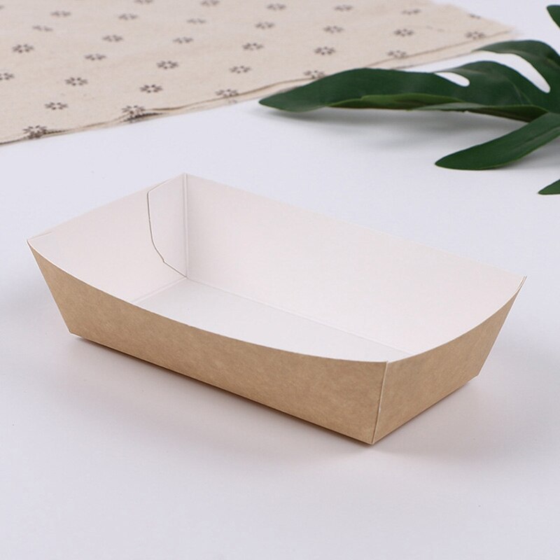 50Pcs Waterdichte Olie Proof Cake Doos Gecoat Bakpapier Voedsel Tray Feestartikelen Voor Bruiloft Verjaardag Party Gunsten