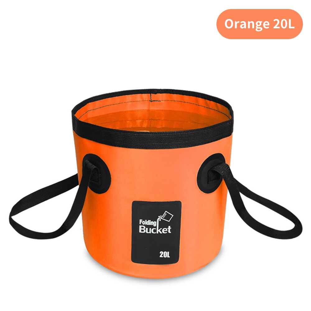 Cubo plegable de 12L y 20L, bolsas de agua impermeables, cubo portátil de pesca, contenedor de agua, bolsa de almacenamiento para coche: Orange 20L