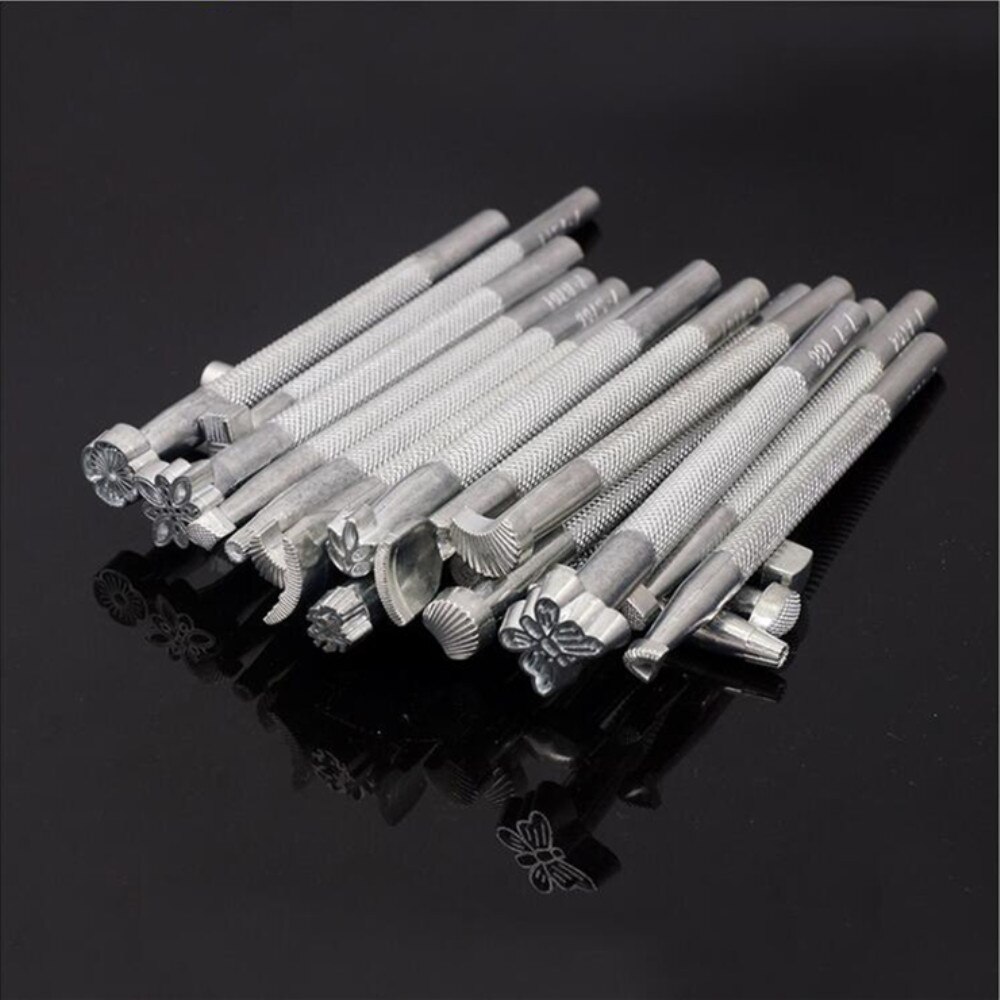 20 Pieces/Set Leather Working Saddle Making Tools Carving Leather Craft Stamps Alloy Leather Tools DIY