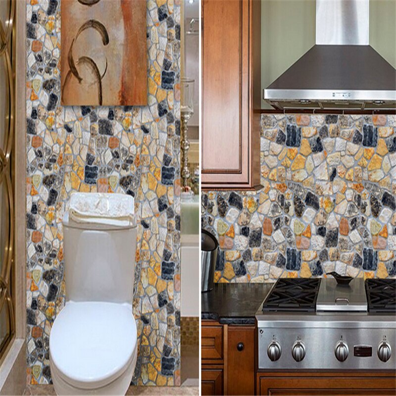 3D PVC Home Decor Wood Grain Wall Stickers Paper Brick Stone wallpaper Rustic Effect Self-adhesive Home Decor Sticker wallpaper