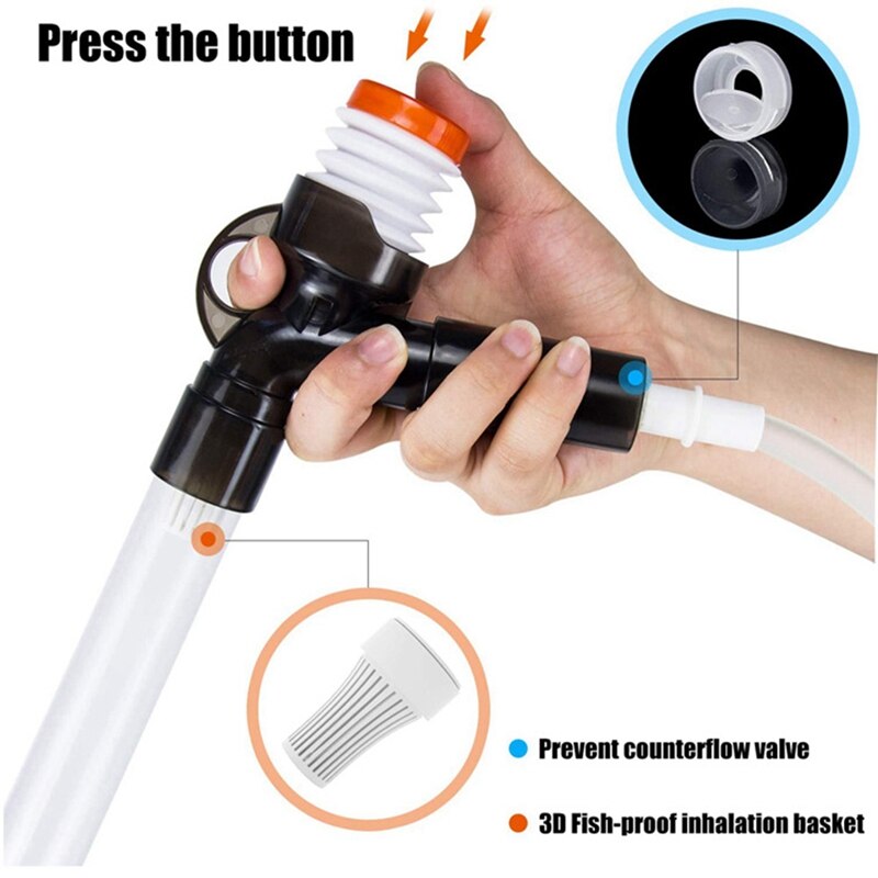 Aquarium Gravel Vacuum Cleaner Fast Fish Tank Siphon Cleaning Seaweed Scraper Air Press Button Water Changer Kit