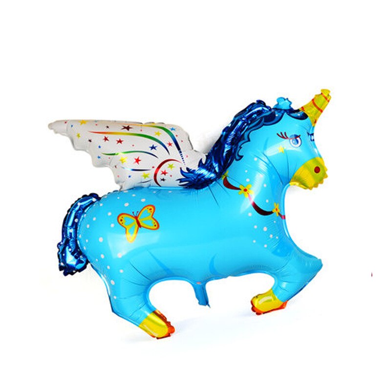 85X70cm ange mouche cheval forme feuille ballon aluminium ballon feuille dessin animé ballon anniversaire fête de mariage décoration: Bleu / 68cm