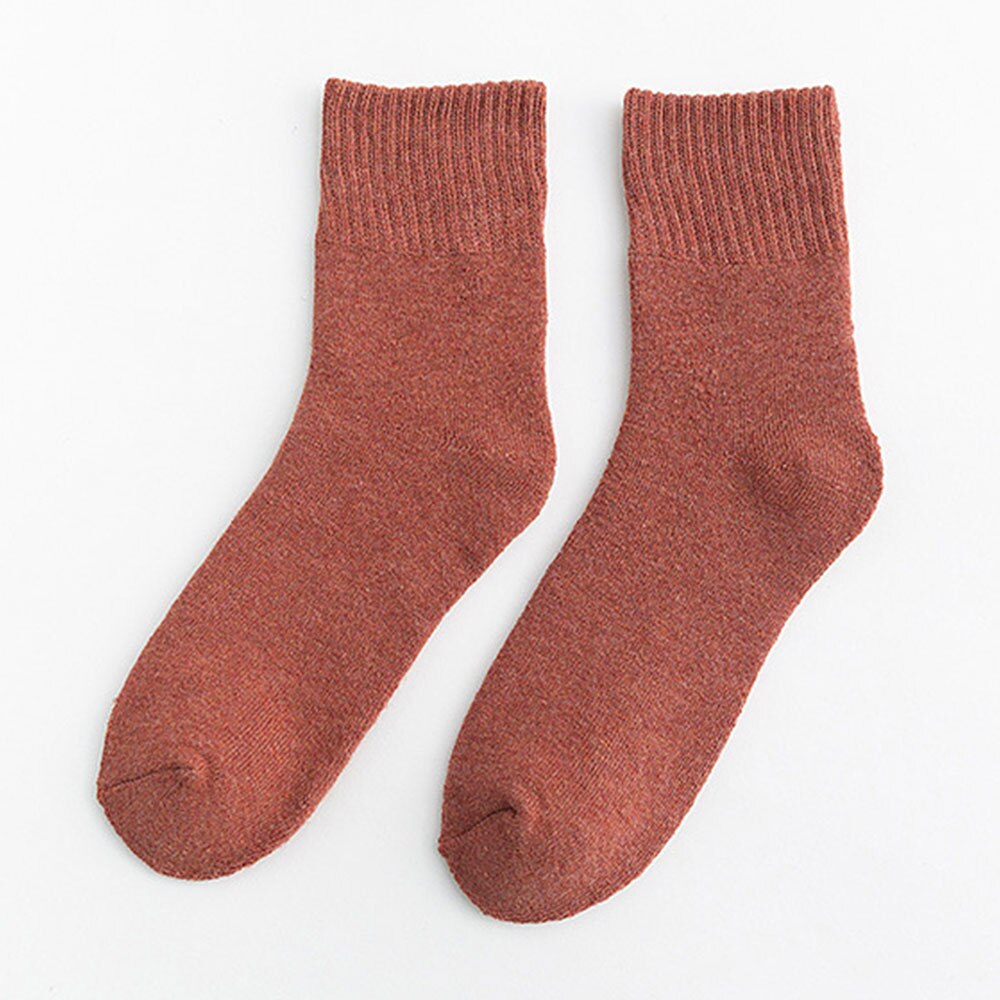 Unisex super tykkere solide sokker merino uld kaninsokker mod kold sne rusland vinter varm sjov glad mandlige mænd sokker: Murstensrød