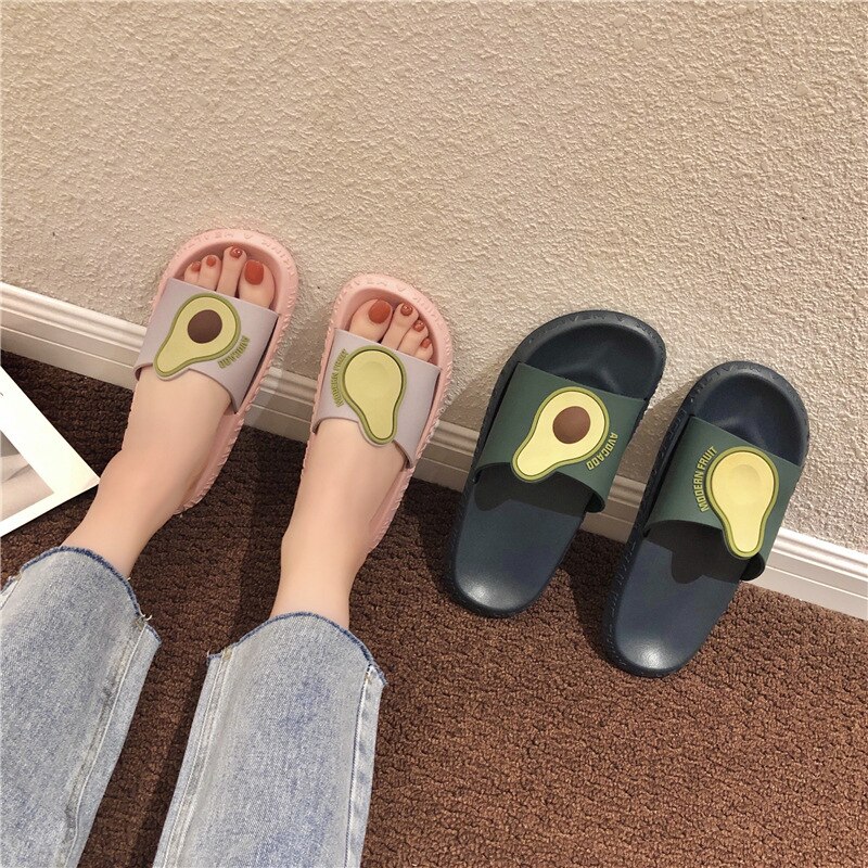 Paar der Hausschuhe frauen Hausschuhe Plattform Sommer Schlecht Koreanisch-Stil Eva Avocado Pantoffel für Männer drinnen Schuhe Mann schuhe