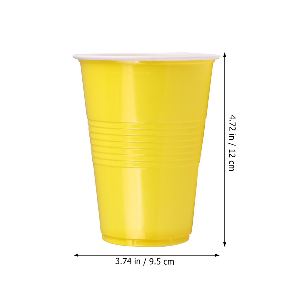 Bar Game Cups PP Bar Party Ping-Pong Game Cups Funny Beer Game Supplies (16oz, 12pcs Red Cups, 12pcs Yellow Ping-Pong)