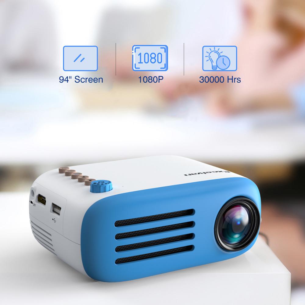 Exquizon  yg300 uppgradering  yg200 mini led fickprojektor hem beamer barn usb hdmi video portabel projektor valfritt batteri: Blått inget batteri