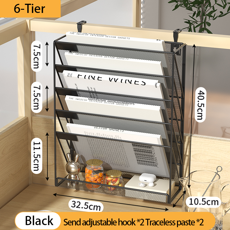 Bureau Bestandsorganisator Mesh 5-Tier, Hangende Muurbevestiging Document Organisatie Stand, Desktop Verticale Post Papieren Map Houder Rack: Blauw