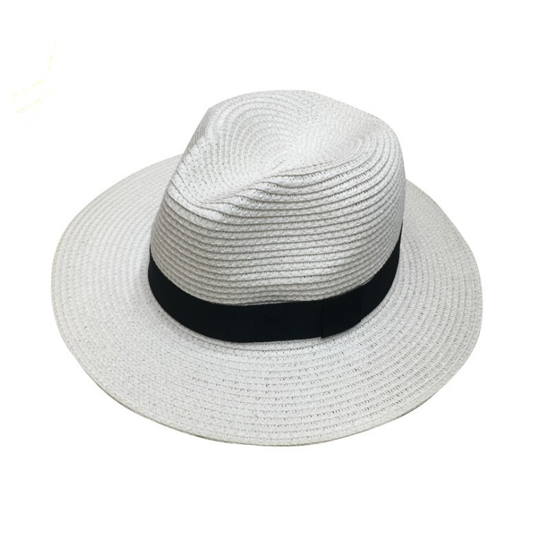 Produktbild von Weißer Panama-Stil Hut | Strohhut Für Damen Mit Steifem Rand | Fedora Stroh- Sonnenhut | Indiana Jones Hut - Österreich