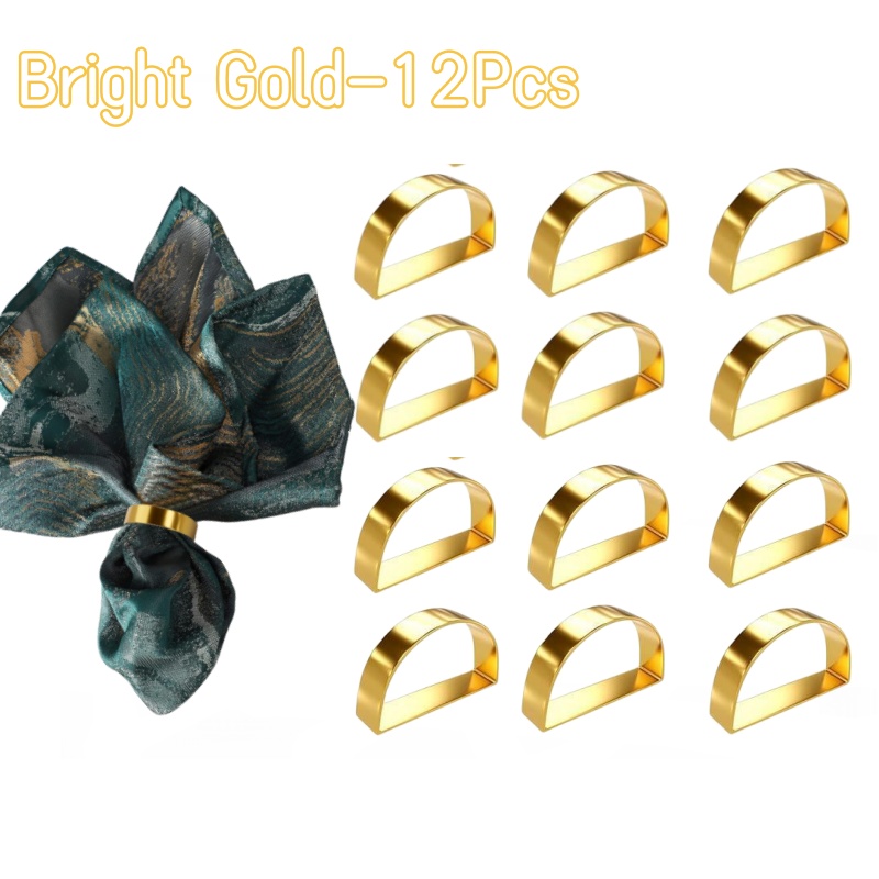 Sales】Cuff Brushed Gold Napkin Rings Holder Wedding Banquet Metallic Adornment Table Settings Glossy Serviette Buckles: light green