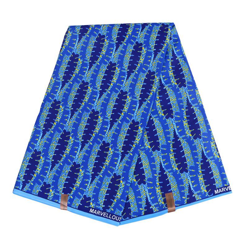 Blue Pattern Fabric African Veritable Ankara Nigeria Real Wax Printed 6 Yards