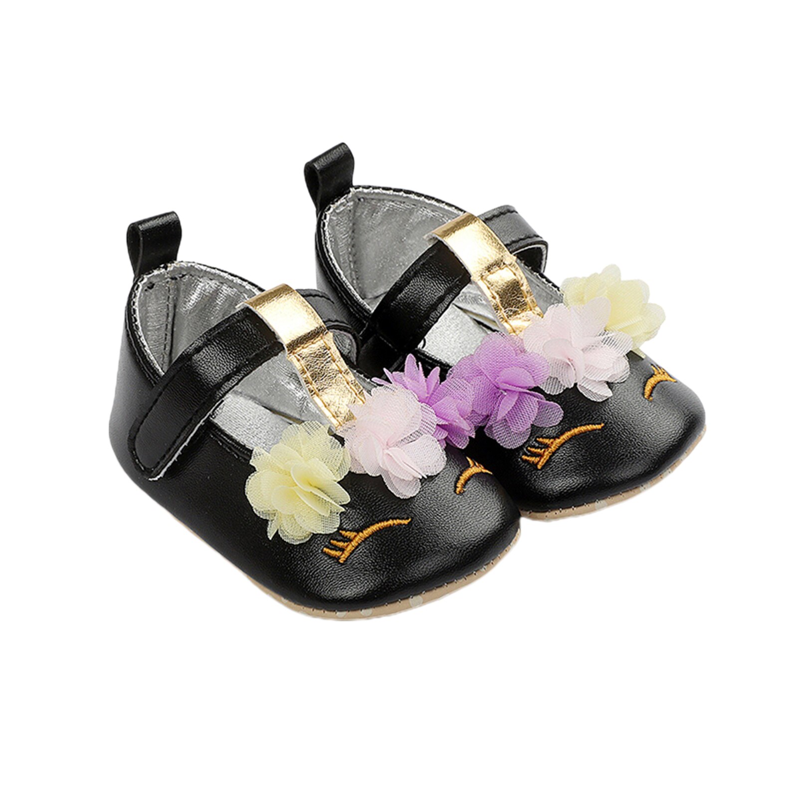 Doux bébé fille princesse chaussures fleur Mary Jane chaussures plates mocassins semelle souple antidérapant en cuir PU chaussures Prewalkers pour la fête quotidienne