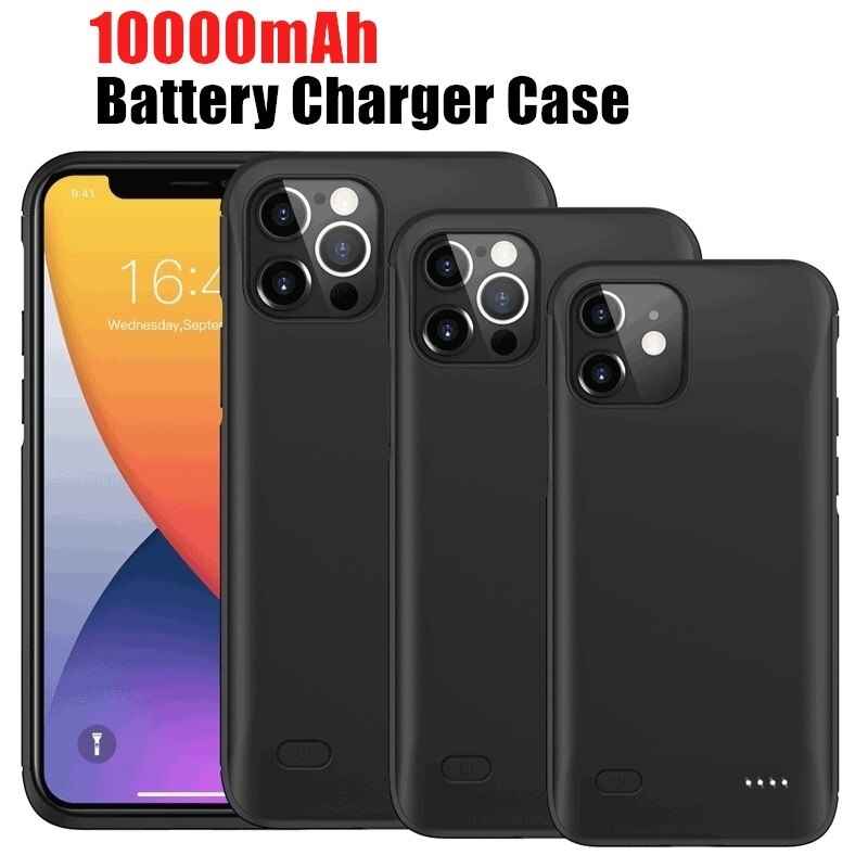 Funda de energía para iphone 12 Pro Max, carcasa de cargador de batería fina de 10000mAh para iPhone 12 mini 12Pro max, batería externa