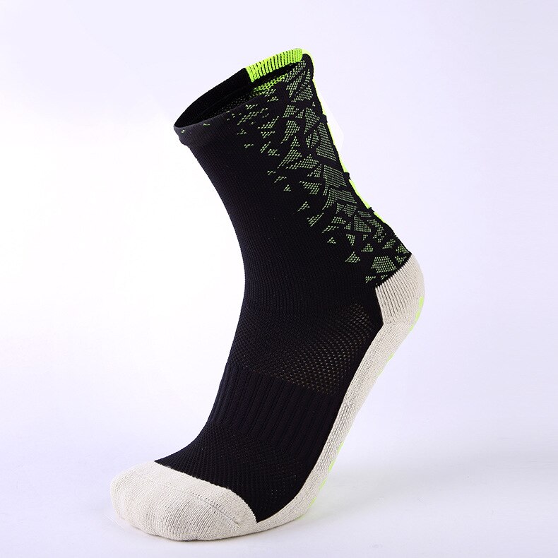 Silica Gel Non-slip Basketball Socks Men Women Thick Towel Bottom Mid-tube Sports Socks Outdoor Running Cycling Socks SKJ043: k4 green mid tube