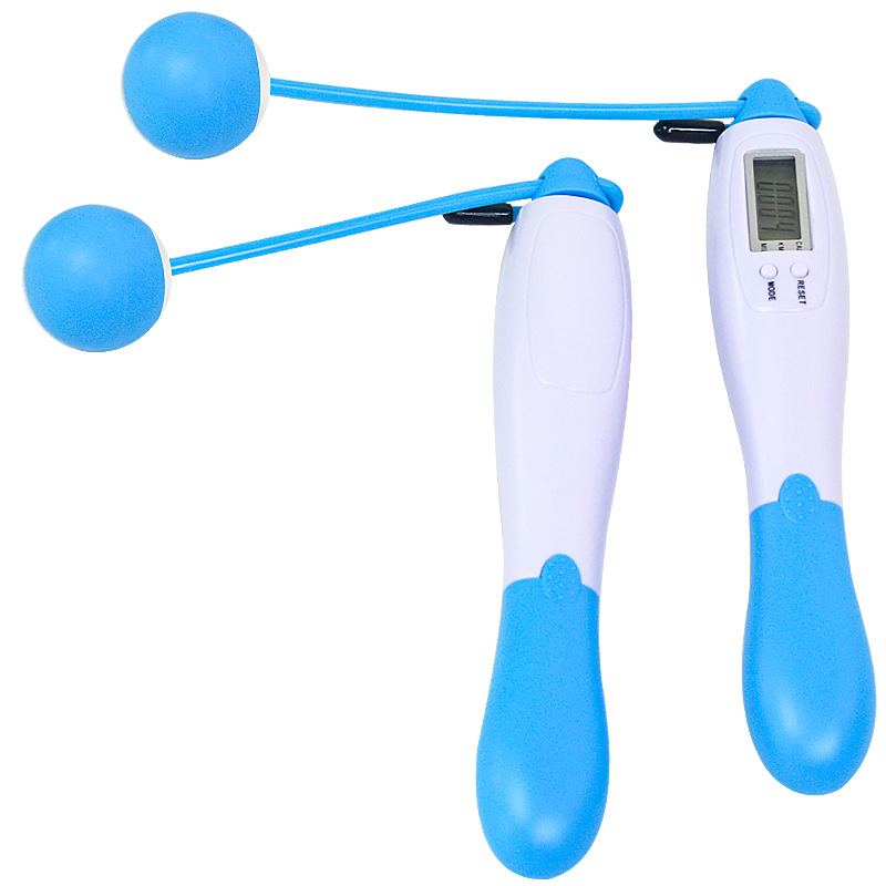 2022 digital sem fio contador de calorias pular corda esporte pesos exercício fitness corpo edifício sem fio digital pular cordas conjunto: Wireless ball blue