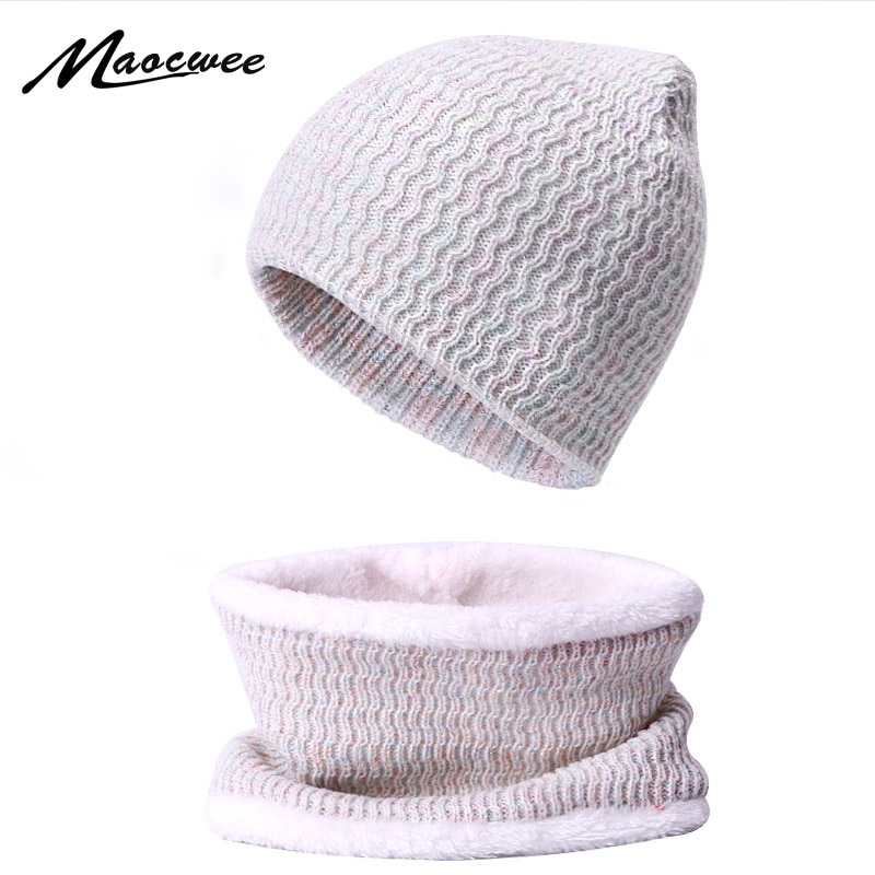 Conjunto de bufandas y bufandas gruesas de Invierno para mujer con forro de gorro cálido y bufandas para mujer