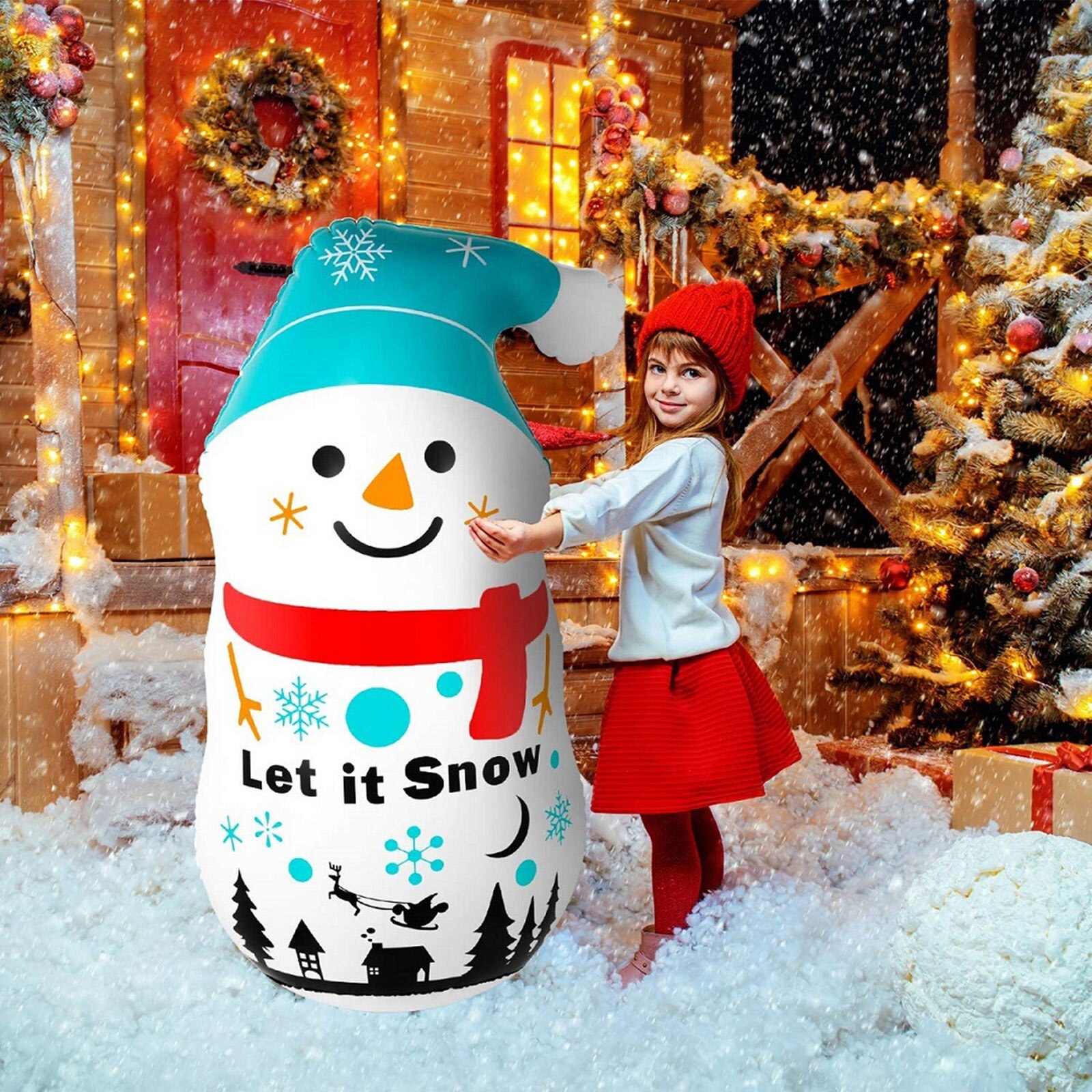 3.60ft Pvc Kerst Opblaasbare Sneeuwpop Waterdichte Airblown Sneeuwpop Kerst Decoratie Voor Yard Lawn Party Indoor Outdoor