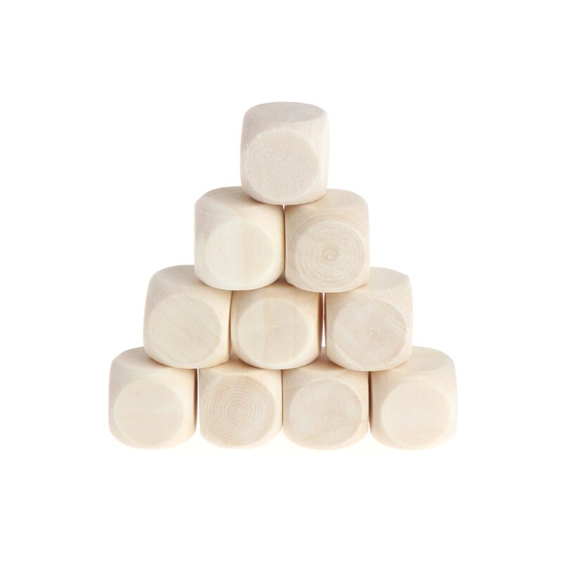 10Pcs 6 Zijdig Blank Hout Dice Party Familie Diy Games Afdrukken Graveren Kid Speelgoed: 12