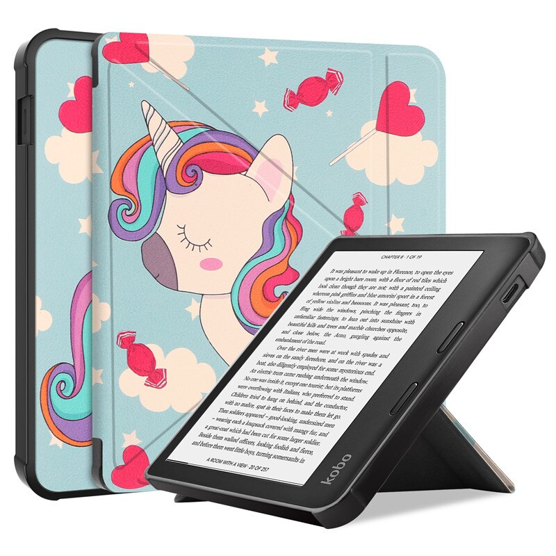 For KOBO Libra 2 Case Cover Fold PU Leather Soft TPU Back Stand Shookproof Cover For Funda Kobo Libra 2 E-reader Smart Case: DJS