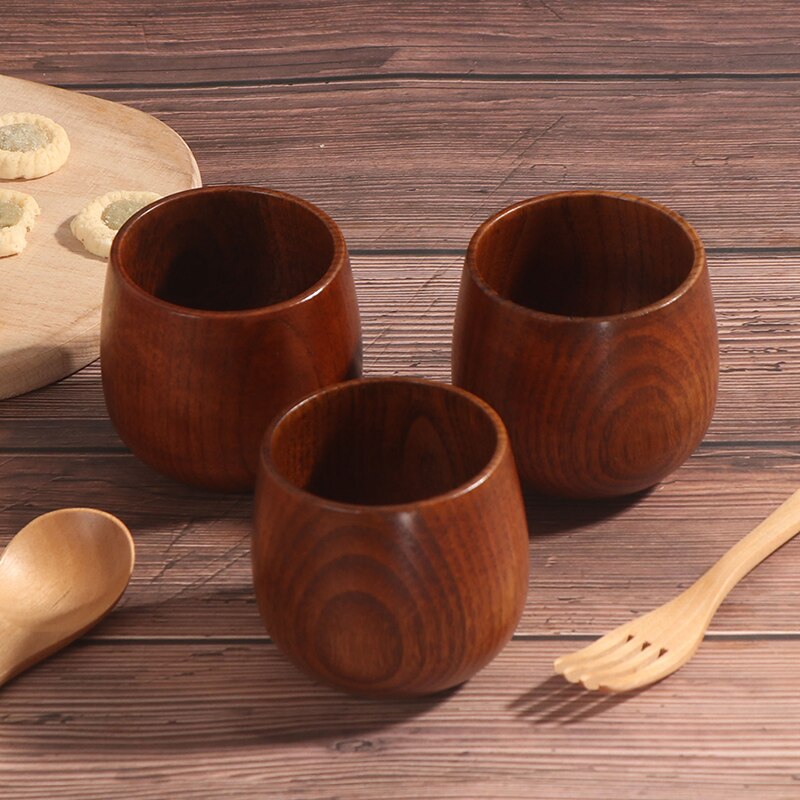 Classical 1Pc Copo De Madeira Natural Artesanal Barriga Grande xícara de Chá Xícara de Suco de Copo de Vinho