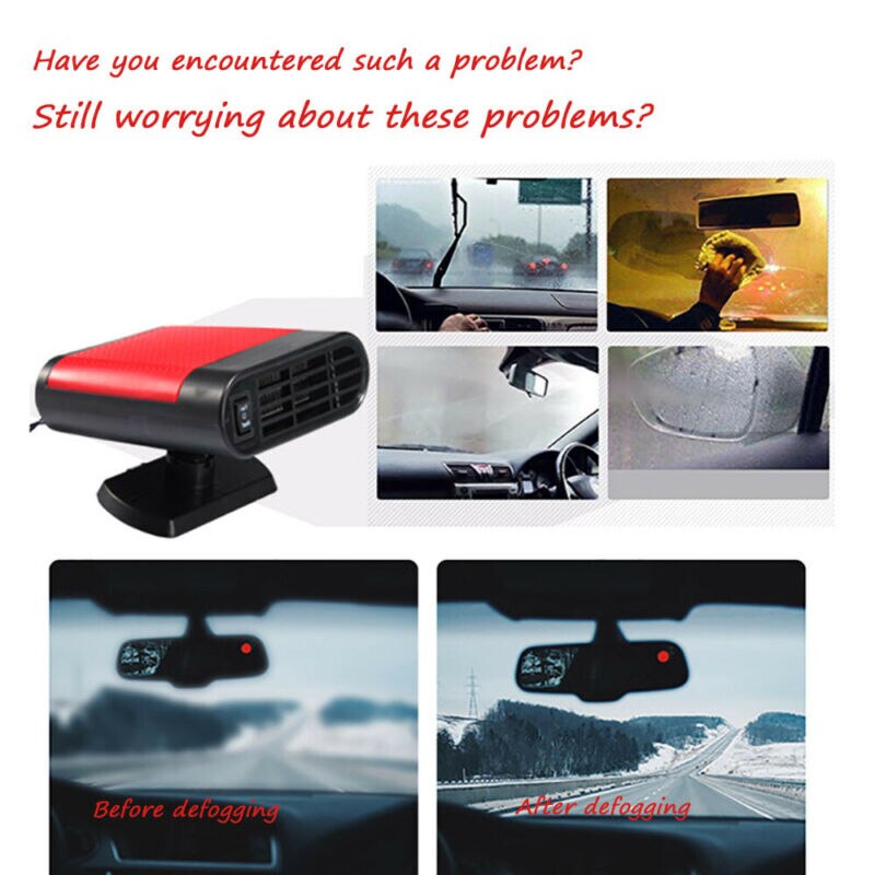 150W Heater Heating Cool Fan Defroster Demister Portable Ceramic Car Vehicle Heater