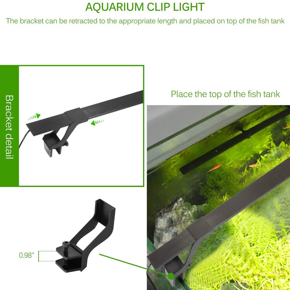 6W High Lumen Clip-on Aquarium LED Lighting Hood Fish Tank Light Lamp with Extendable Brackets for Water Plants Marine Reef LED