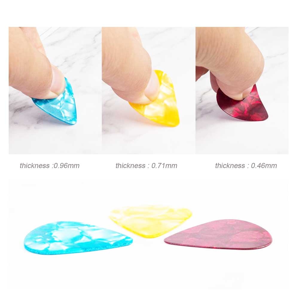 Púa de guitarra de 10/30 Uds., púas acústicas de 0,46mm 0,71mm 0,96mm, púas para guitarra suave eléctrica celuloide Plectrum, accesorios Uds.