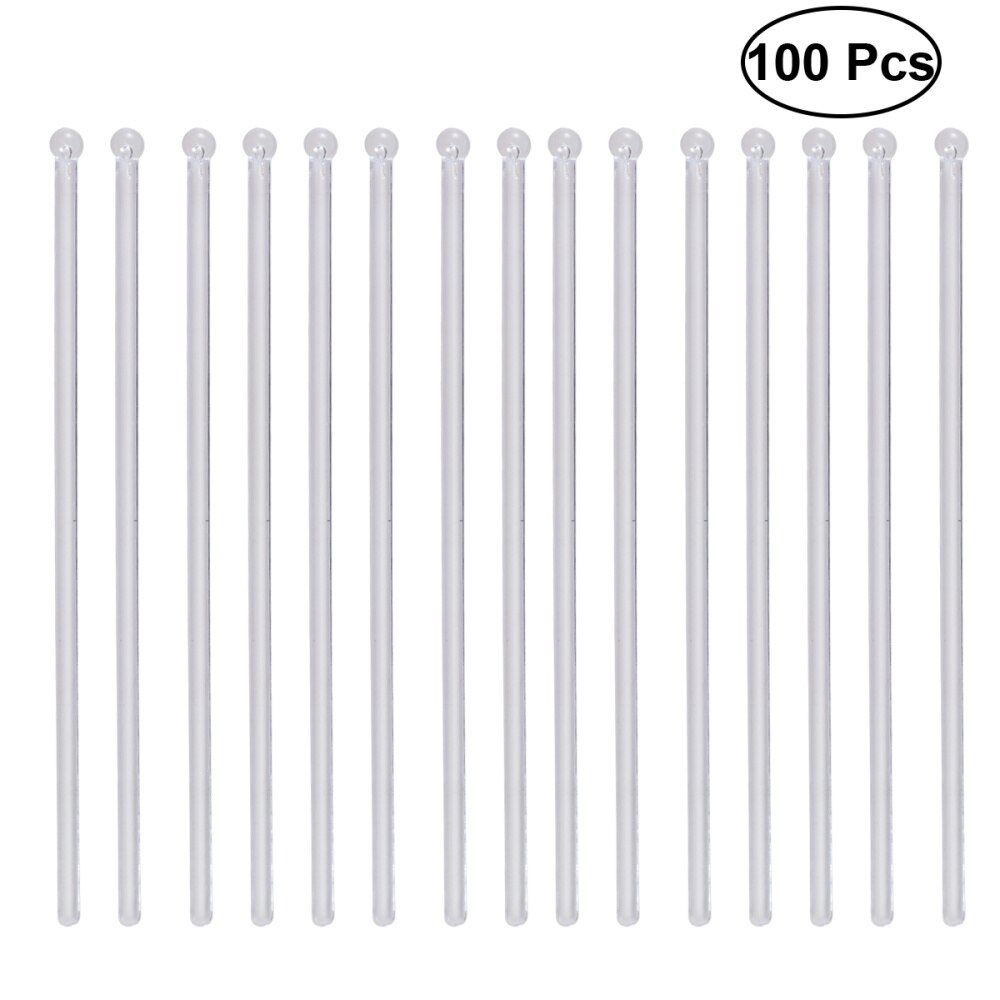 100Pcs Transparent Cocktail Drink Bar Muddler Round Head Stirring Mixing sticks Ladle Stirrer Swizzle Stick: As Shown
