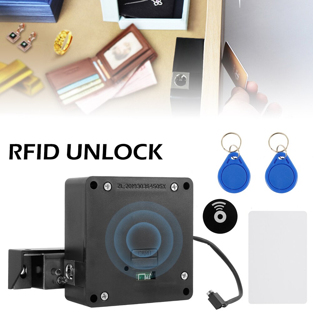 Electronic RFID Cabinet Lock No Hole Easy Installation Furniture Locker Wardrobe Shoe Cabinet Drawer Door Lock With 2 Cards