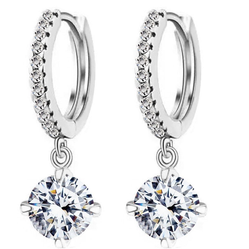 Små trendy zirkon guld runde bøjle øreringe små krystal dangle øreringe til kvinder korea smykker e -h0169