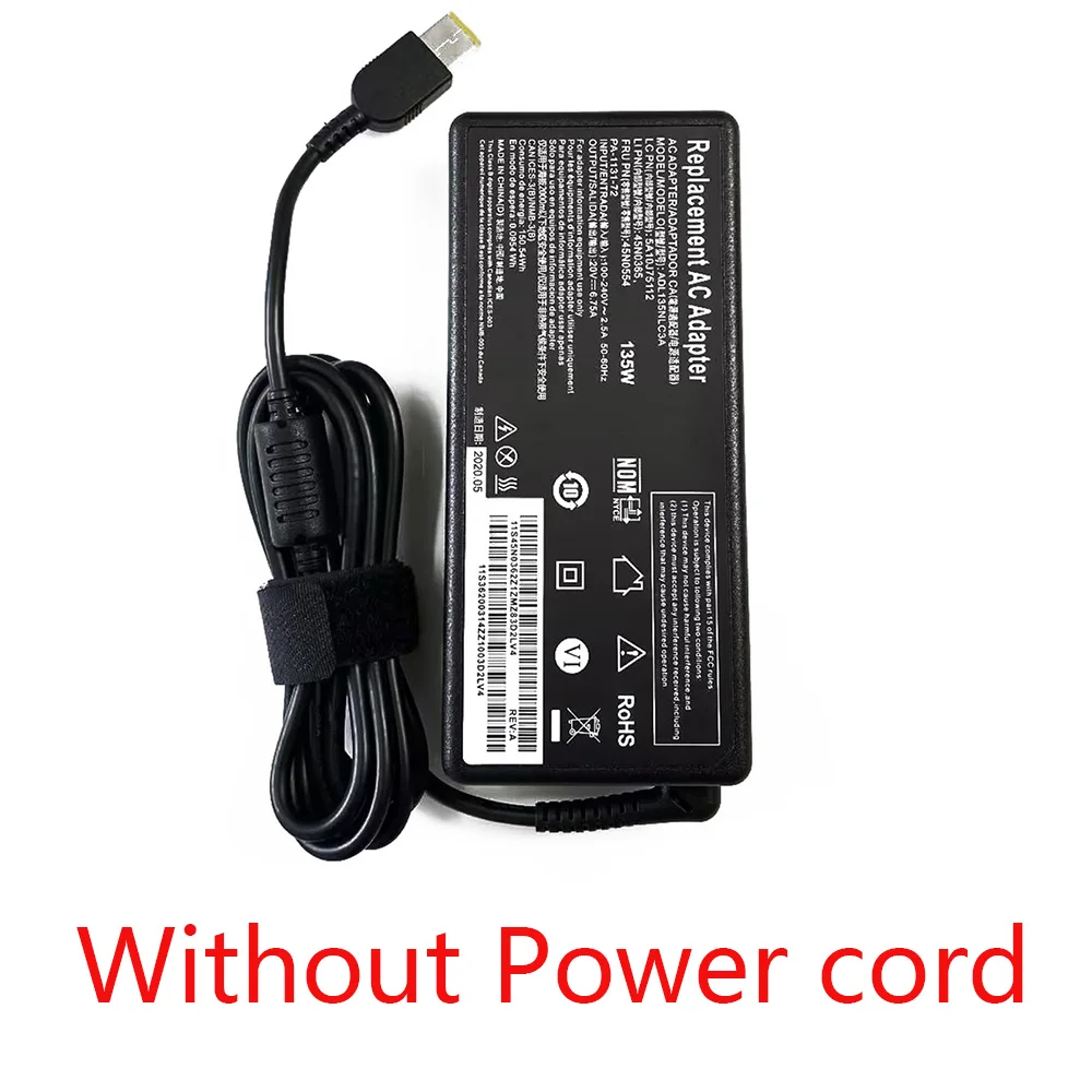 20V 6.75A 135W Laptop Ac Adapter Charger for Lenovo Ideapad Gaming 3 3-15IMH05 3-15ARH05 3-15ACH6 3-15IHU6;X1 Yoga (1st Gen)