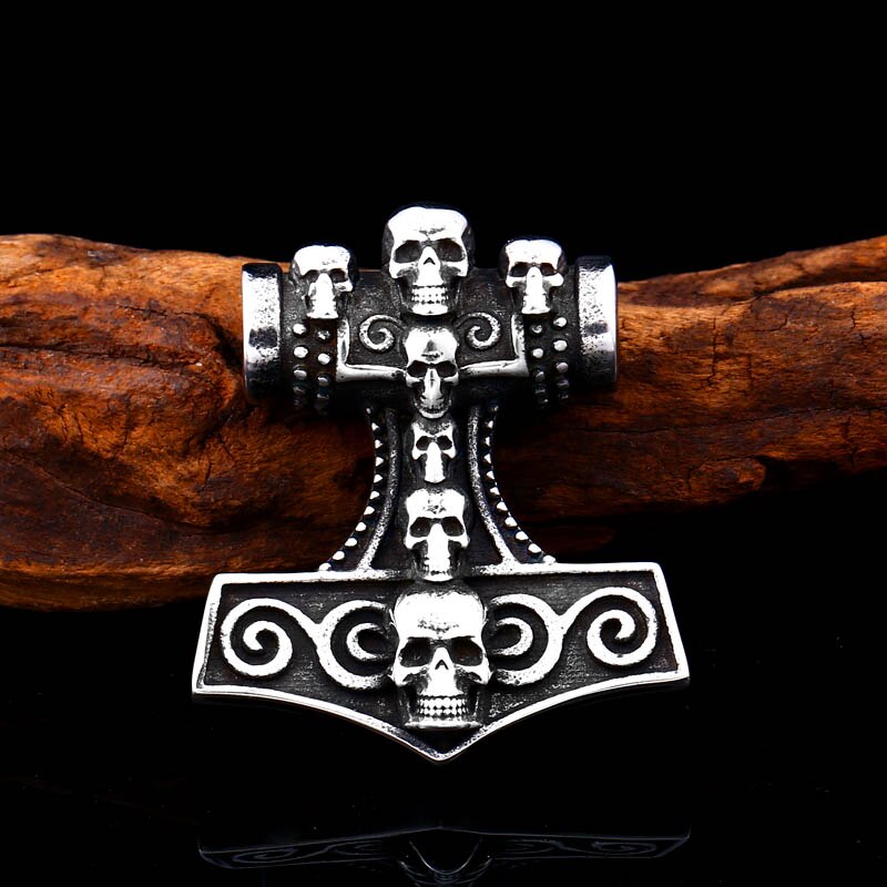 Beier 316l rostfri viking norrländska odin thors mjolnir hammare män skandinaviskt halsband hänge dödskalle smycken  lp390