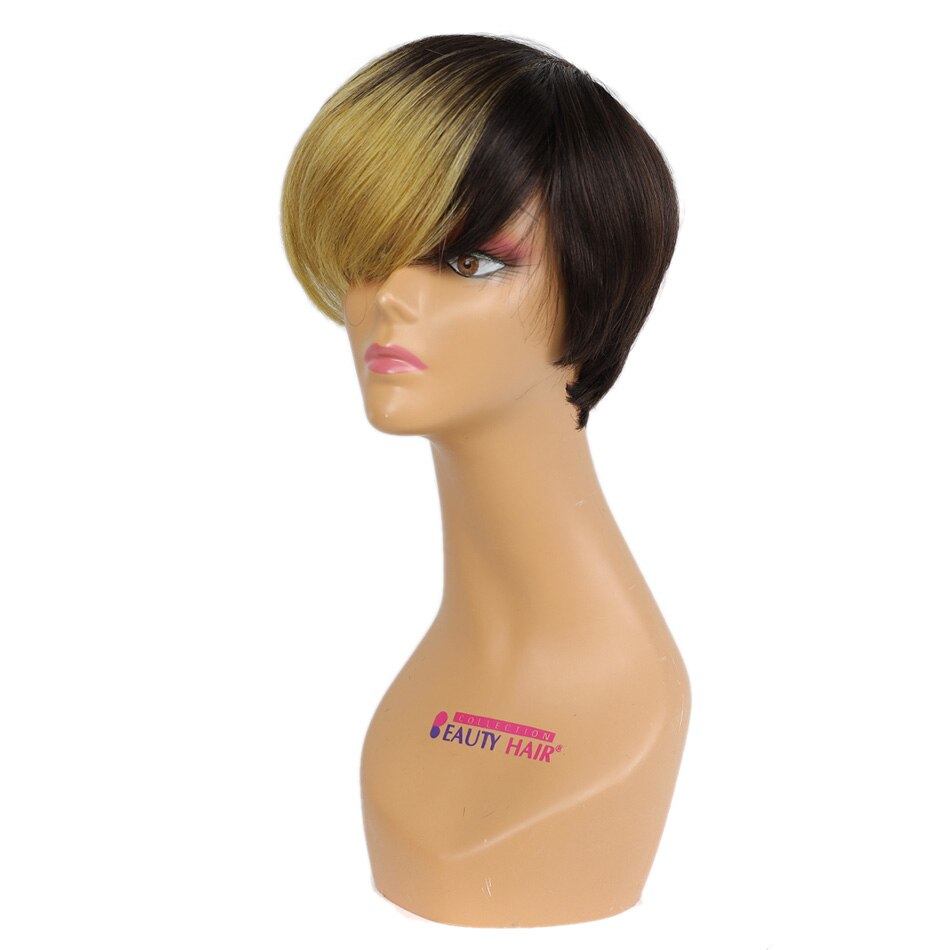 Bhf Natuurlijke Menselijk Haar Pruik Machine Remy Braziliaanse Straight Pixie Cut Trendy Pruik 