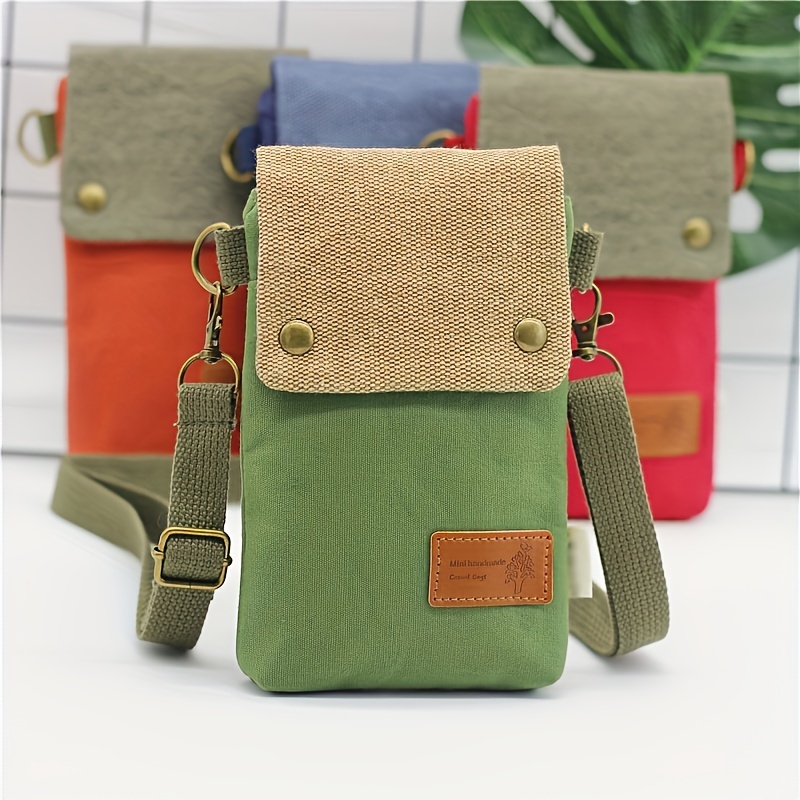 Mini bolso cruzado de tela, bolso para teléfono móvil con contraste de Color, bolso de hombro clásico para mujer, bolso cruzado pequeño, combina con todo