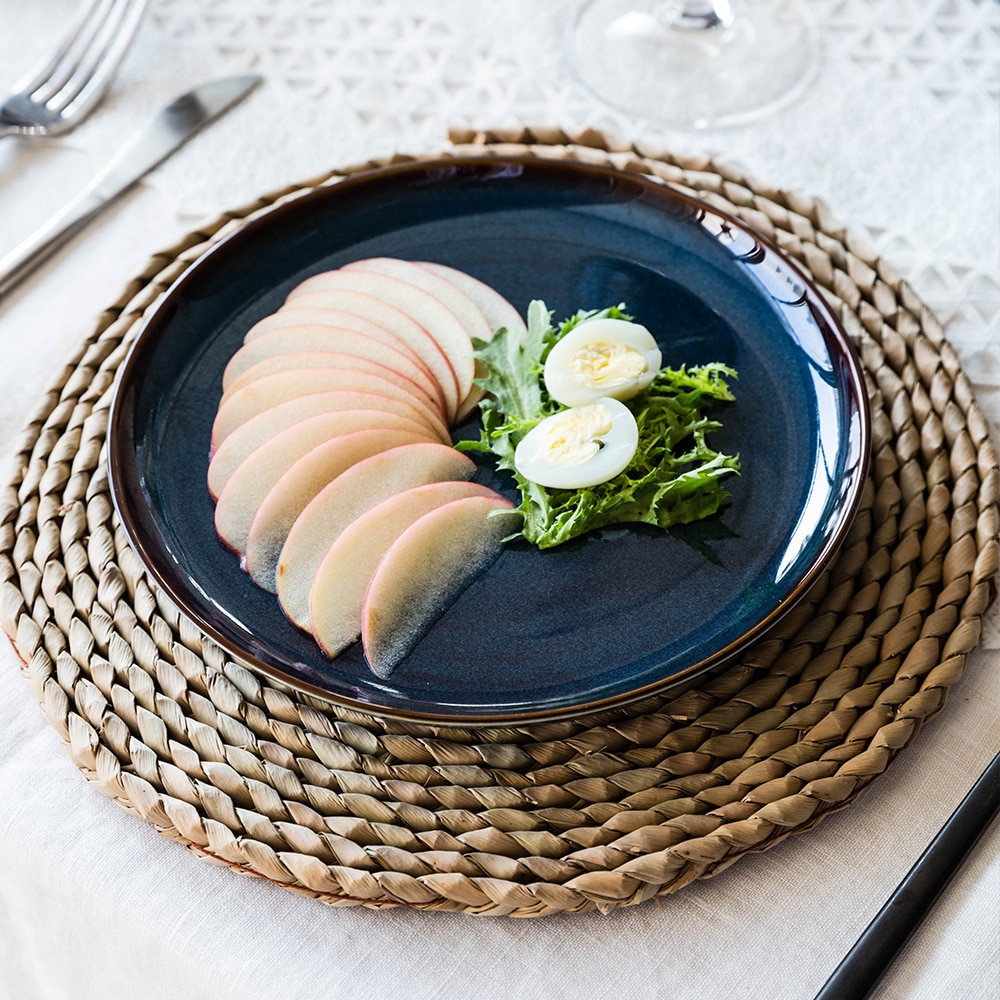 Dim Deep Blue Color Ceramic Tableware European Retro Glazed Dinnerware Pottery Porcelain Dish Plate Household Rice Dish