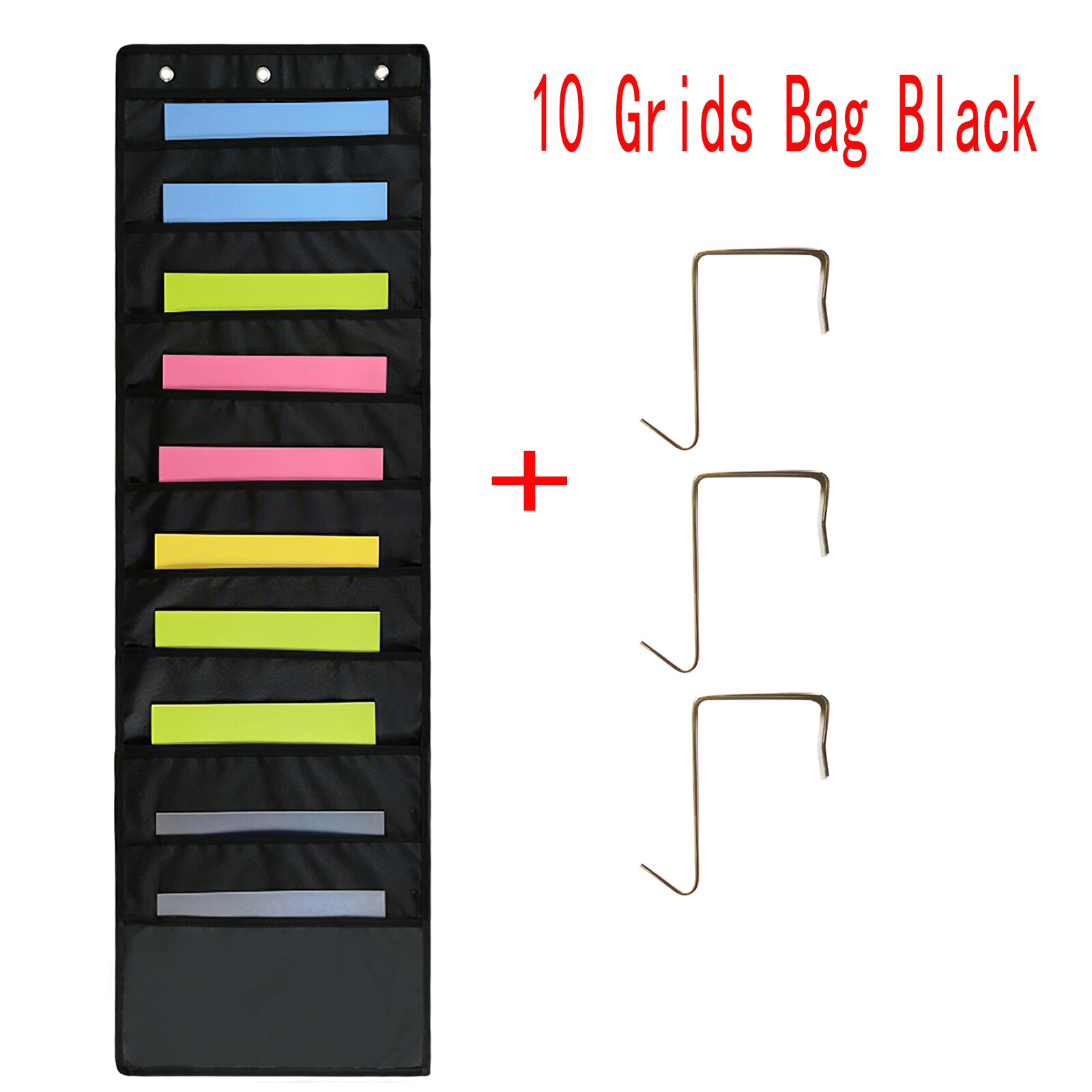 Document Hanging Storage Bag Oxford Cloth Storage Pocket Chart Hanging File Folding Holder Cascading Fabric Organizer For Office: 10 Grids Bags Black
