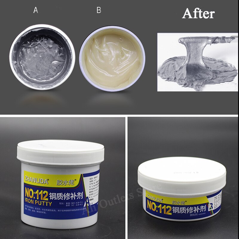 Pegamento de Metal fuerte A + B para reparación de arcilla, masilla de hierro y aluminio para tubería de cemento de resina, artesanía, bricolaje, 500g