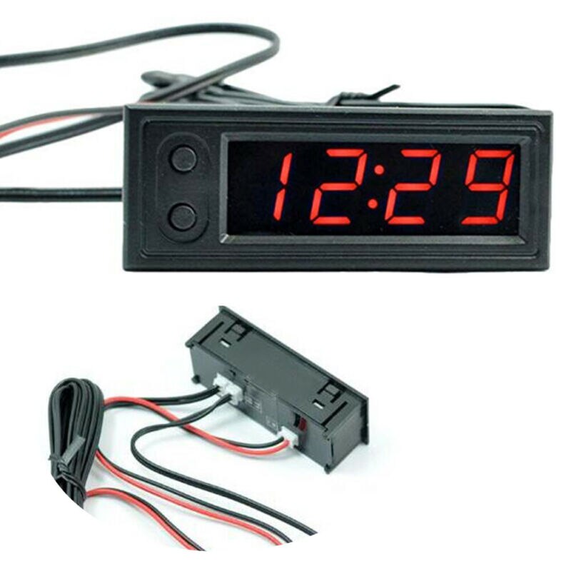 Dc 5-27V Auto Voltmeter Outdoor Rood 3in1 Indoor Led Digitale Display Pp Klok Thermometer