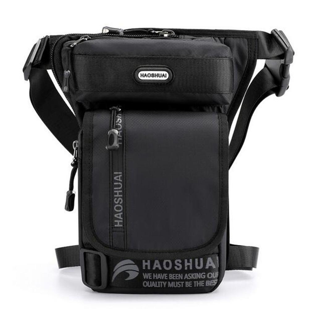 La pierna BagNylons bolsa cartuchera hombres cinturón de cadera Bum riñonera bolso de hombro tipo bandolera para viajes Casual de motocicleta ciclismo bolsa: Black