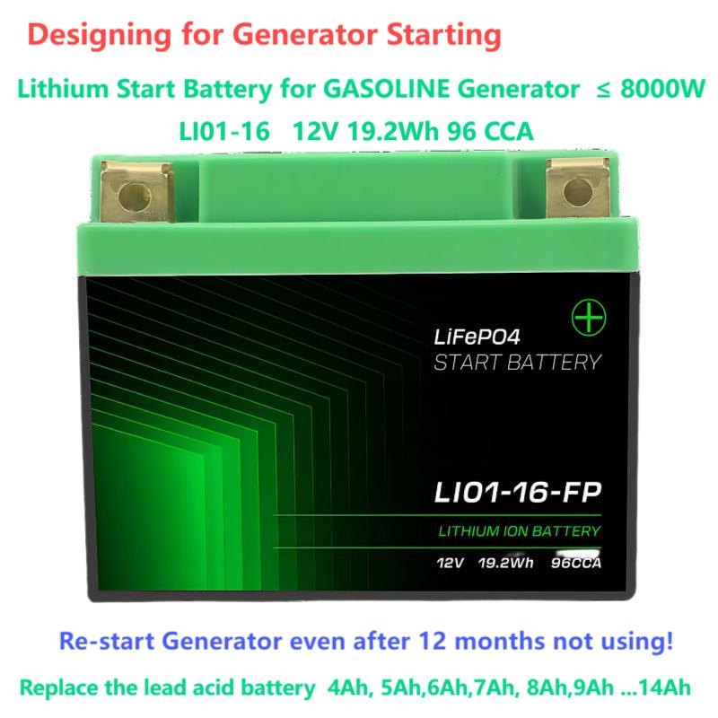 LI01-16-FP Generator Lithium Start Battery 12V 19.2Wh Replace HJ01L-16-GFP BT01L-16-GFP Generator Battery