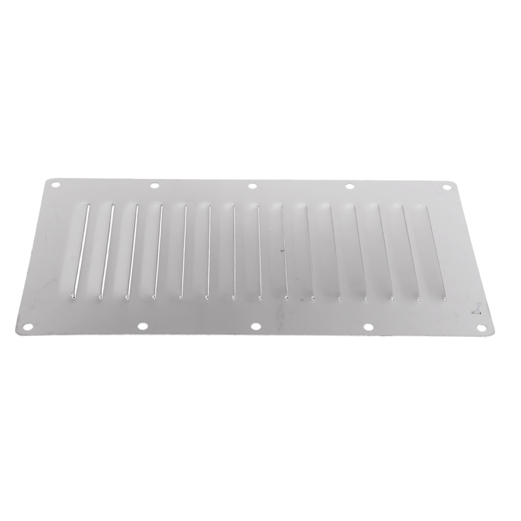 Stainless Steel 9 x 5 inch Air Hose Thru Venting Panel - Rectangular Louvered Vent Cover Grille for Marine Yacht RV Caravan