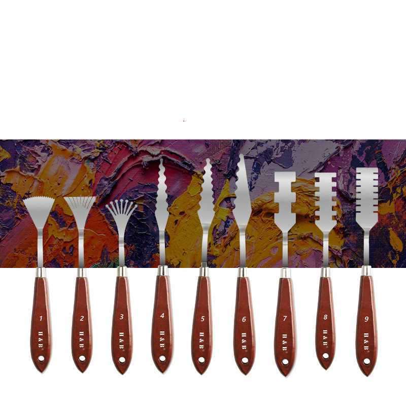 9 Pcs Stainless Steel Palette Scraper Set/ for Artist Oil Paint Color Mixing/paint Palette Knives