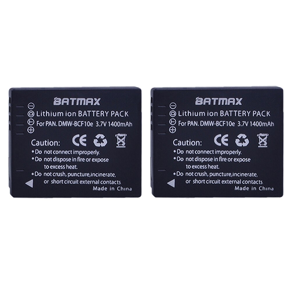 Batamx 1400mAh DMW-BCF10 DMW-BCF10E DMW-BCF10PP Battery+LCD USB Charger for Panasonic Lumix CGA-S/106B, DMC-F2, DMC-F3, DMC-FH1: 2 battery